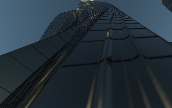 modern high-rise buildings against the sky. 3d illustration on the theme of business success and technology photo
