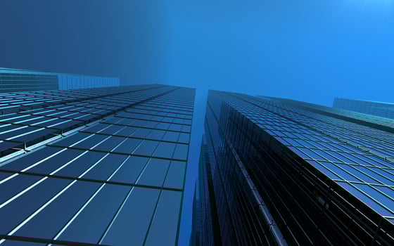 modern high-rise buildings against the sky. 3d illustration on the theme of business success and technology photo
