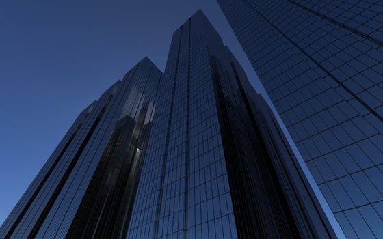 modern high-rise buildings against the sky. 3d illustration on the theme of business success and technology photo