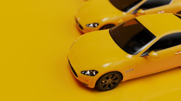 auto yellow. 3d illustration of fragments of vehicles on a white background. photo