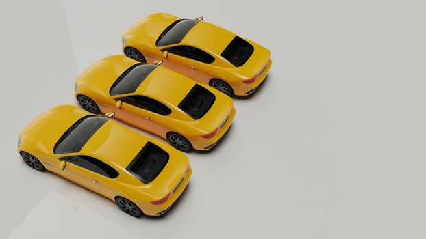 auto yellow. 3d illustration of fragments of vehicles on a white background. photo
