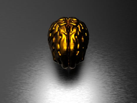 Artificial Intelligence. color golden brain image photo