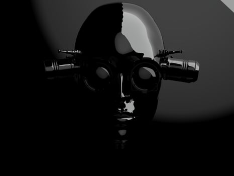 people of the future . 3d illustration on the theme of robots. military industry and games photo