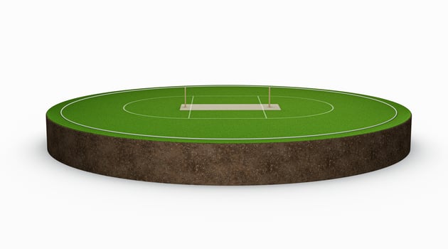 Cricket ground with a cricket field in its center cricket pitch Wickets 3d illustration photo