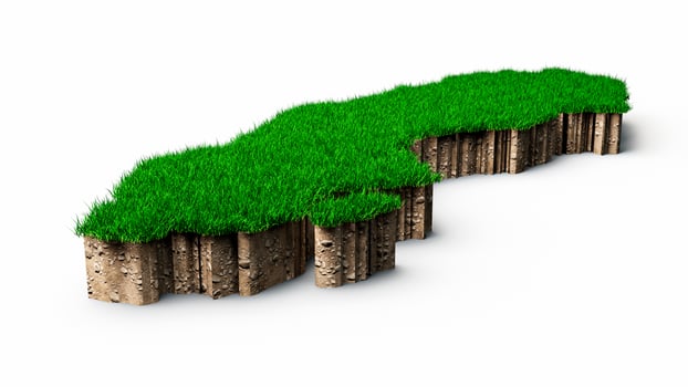 Sweden Map soil land geology cross section with green grass and Rock ground texture 3d illustration photo