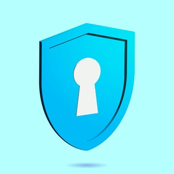 3D Cyber Security Blue Vector, Line Icon, flat design. photo