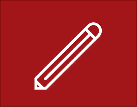 pencil icon in red image, illustration of pencil in white on red background, a pen design on a red background photo