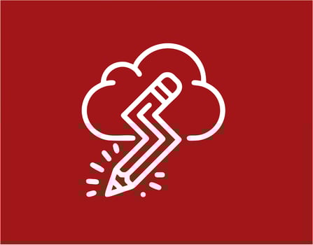pencil icon in red image, illustration of pencil in white on red background, a pen design on a red background photo