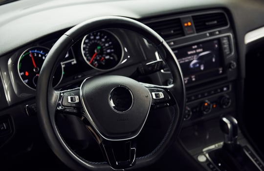 Detailed view of modern car's interior. Luxury and quality automobile photo