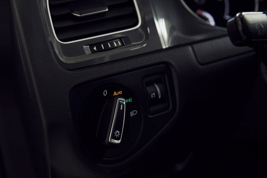Detailed view of modern car's interior. Luxury and quality automobile photo