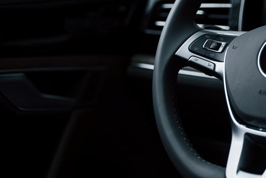 Smooth material. Close up view of interior of brand new modern luxury automobile photo