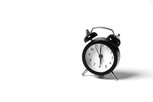 Retro alarm clock on white background. good morning. space for text photo