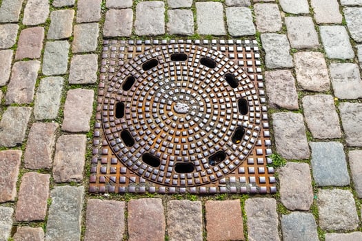 Old historical cobblestone roads and walkways all over europe. photo