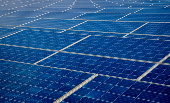 Clean solar energy,infinite solar energy,solve global warming with solar plant,solar plant on the roof or roof,Save the earth and the energy with good environment concept. photo