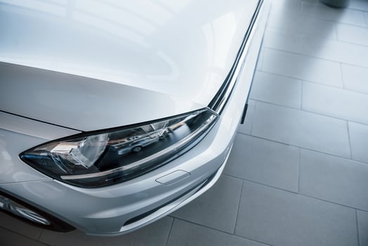 Particle close up view of modern brand new automobile photo