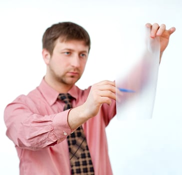 young teacher on white photo
