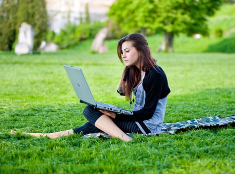 woman in summer park photo