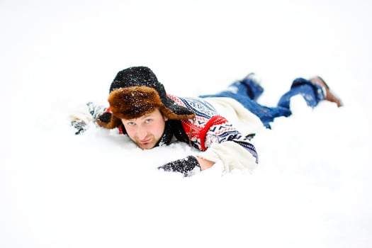 man in snow photo