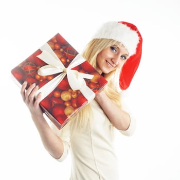 girl with a Christmas presents photo
