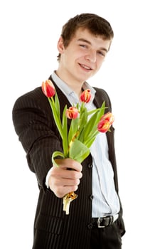 Businessman offering tulip photo