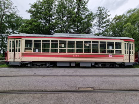 old new york tram red wagon 1939 photo