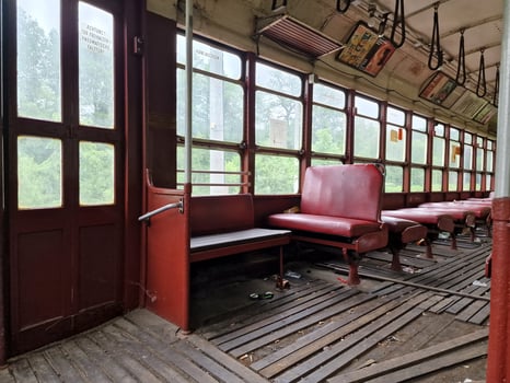 old new york tram red wagon 1939 photo