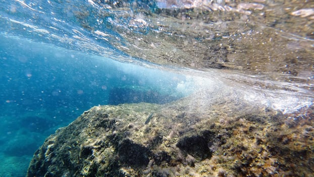 Sardinia crystal water underwater view while diving photo