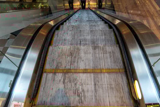 Metro escalator subway with no people photo