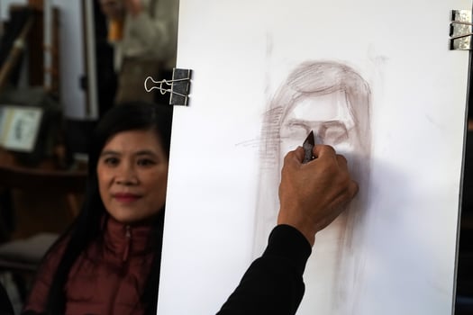 PARIS, FRANCE - OCTOBER 6 2018 - Artist and tourist in Montmartre photo