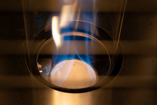 Gas heater flame detail close up photo