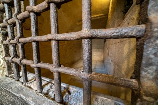 medieval cellar prison iron bars grate photo