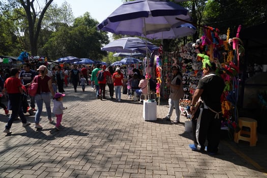 MEXICO CITY, FEBRUARY 3 2019 - Town park Chapultepec crowded of people on sunday photo