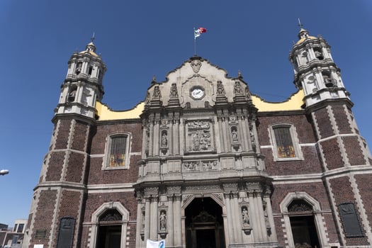 MEXICO CITY, MEXICO - NOVEMBER 4 2017 - Pilgrims at Guadalupe Cathedral photo