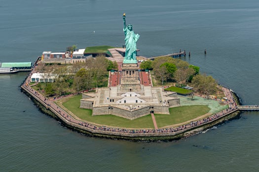 statue of liberty aerial view photo