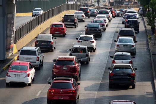 MEXICO CITY, MEXICO - FEBRUARY 3 2019 - Mexican metropolis capital congested traffic photo