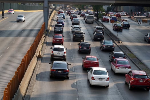 MEXICO CITY, MEXICO - FEBRUARY 3 2019 - Mexican metropolis capital congested traffic photo