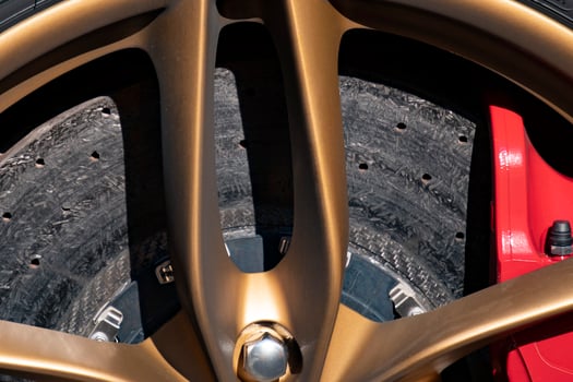 Race car brake disc detail photo