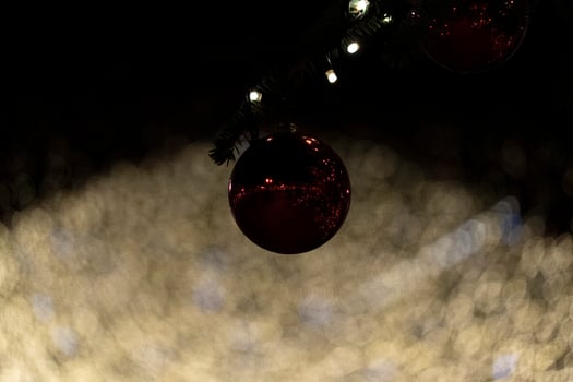 street christmas tree decorations and lights photo