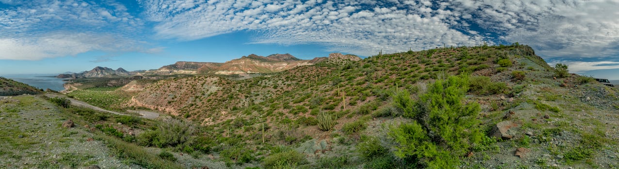 offroad driving in sierra guadalupe baja california desert panorama landscape photo