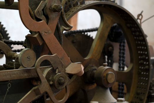 old ancient tower clock mechanism detail photo