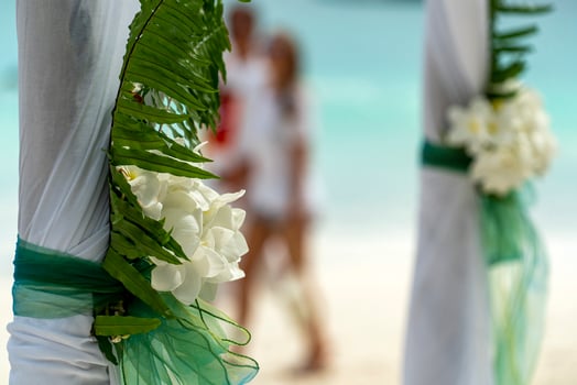 wedding on tropical paradise beach photo
