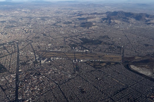 mexico city AIRPORT area aerial view panorama from airplane photo