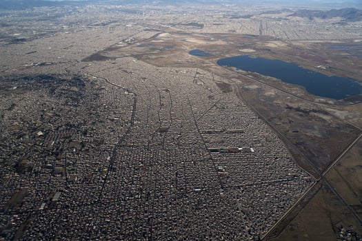 mexico city area aerial view panorama from airplane photo