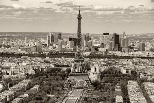 paris cityscape view panorama old style sepia photo