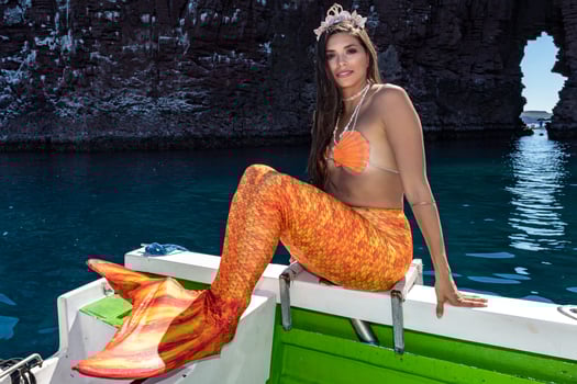 Black hair Mermaid portrait on a boat photo