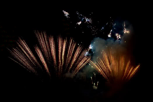 Happy new year fireworks on black background photo