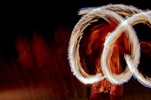 Cook Islands polynesian dancer flames isolated on black photo