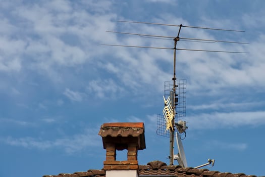 Television antenna on a roof photo