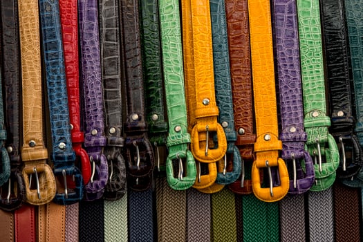 leather belts in italian shop in florence photo
