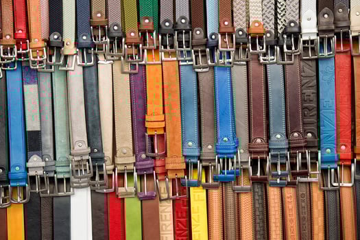 leather belts in italian shop in florence photo
